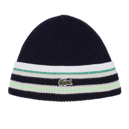 Bonnet Marine/Blanc/Vert Homme Lacoste flour