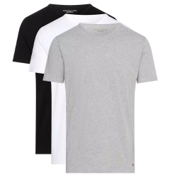 x3 T-Shirts Noir/Gris/Blanc Homme Tommy Hilfiger Stretche