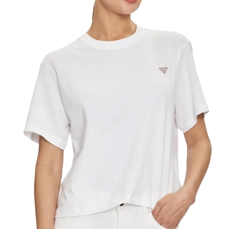 T-Shirt Blanc Femme Guess Boxy
