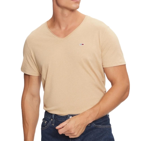 T-shirt Beige Homme Tommy Hilfiger Xslim Jaspe