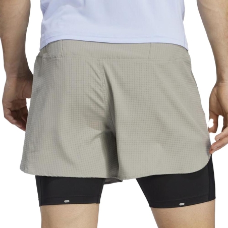 Short de Running Beige Homme Adidas 2in1 IB8933
