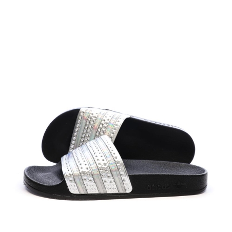 Claquettes Noires/Argent Femme Adidas Adilette