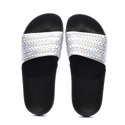 Claquettes Noires/Argent Femme Adidas Adilette