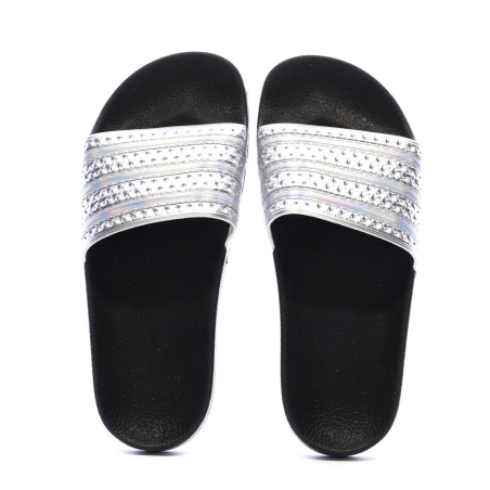 Claquettes Noires/Argent Femme Adidas Adilette