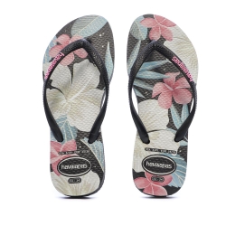 Tongs Rose/Blanc/Noir Fille/Femme Havaianas Floral