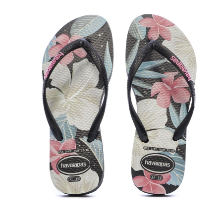 Tongs Rose/Blanc/Noir Fille/Femme Havaianas Floral