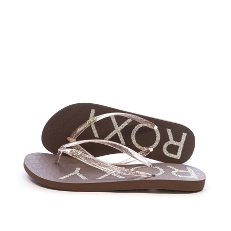 Tongs Marron Foncé/Rose Roxy Viva Sparkle