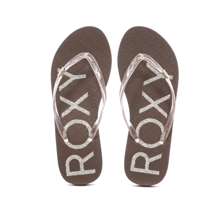 Tongs Marron Foncé/Rose Roxy Viva Sparkle