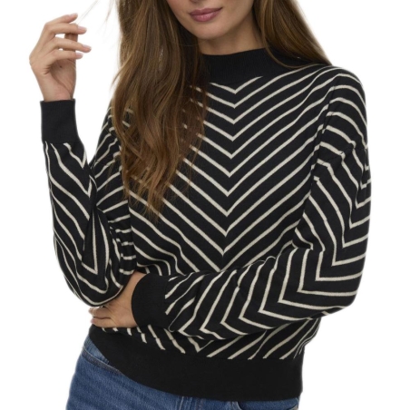 Pull Noir/Beige Femme Vero Moda Capricorn