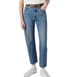 Jean 501 Bleu Foncé Femme Levi's Original Cropped