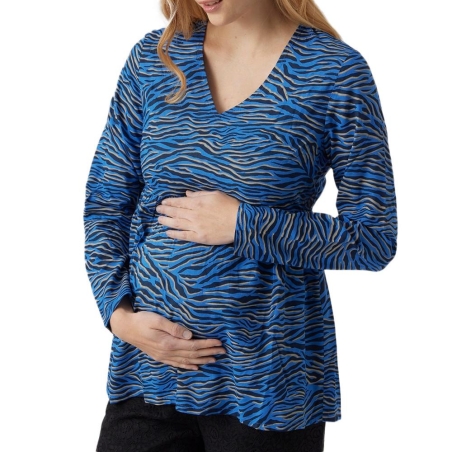 Blouse Bleu/Noir Femme Mamalicious Costa