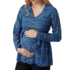 Blouse Bleu/Noir Femme Mamalicious Costa