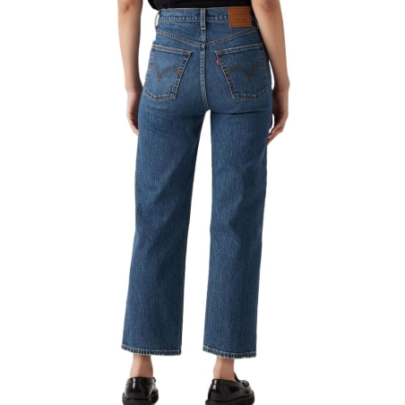 Jean Bleu Femme Levi's Ribcage Straight Ankle Dark In
