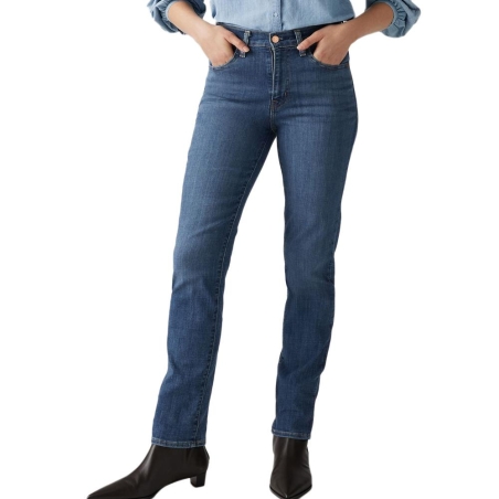Jean 724 Bleu Foncé Femme Levi's High Rise Straight Med