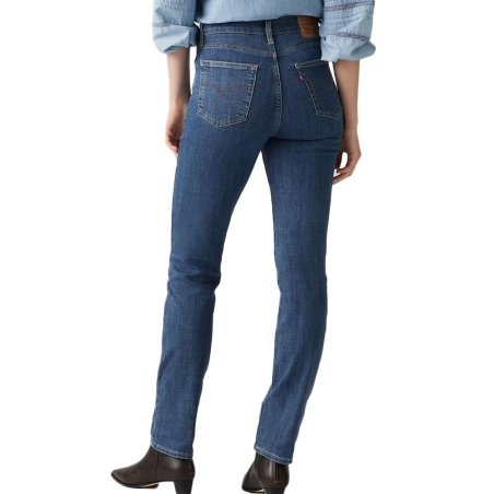 Jean 724 Bleu Foncé Femme Levi's High Rise Straight Med