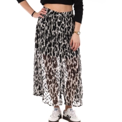 Jupe Grise/Noire à Motifs Femme Kaporal