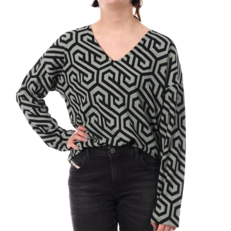 Blouse Verte/Noire Femme Vero Moda Merve