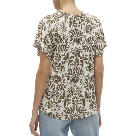 Blouse Blanche/Camel Femme Vero Moda Mima