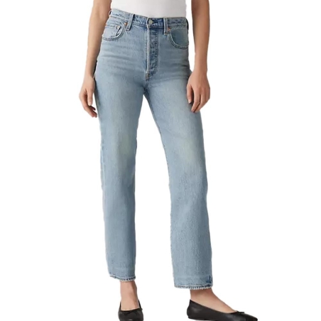 Jean Bleu Clair Femme Levi's Ribcage Straight Ankle Med 72693