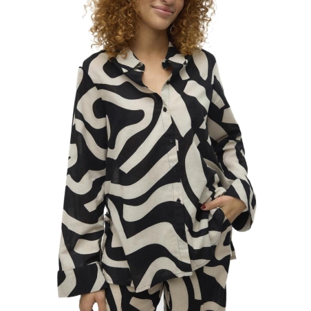Chemise Noire/Beige Femme Vero Moda Magnete