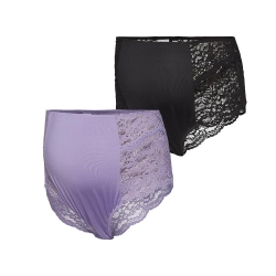 x2 Culottes de Grossesse Violette/Noir Femme Mamalicious Senia