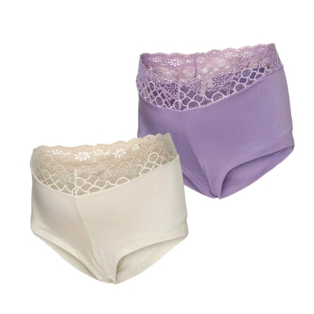 X2 Culottes de Grossesse Écru/Violet Femme Mamalicious Modal