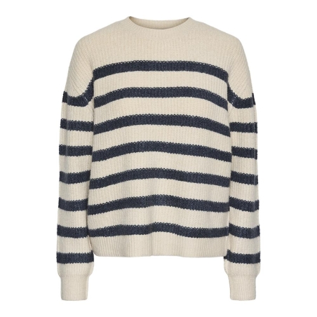 Pull Bleu/Blanc Femme Pieces Klara