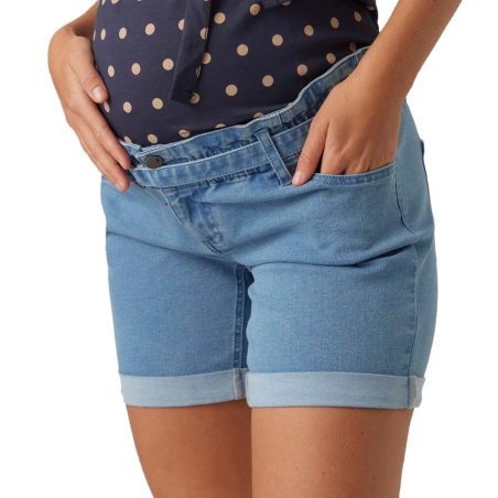Short de Grossesse Bleu Femme Mamalicious Belted