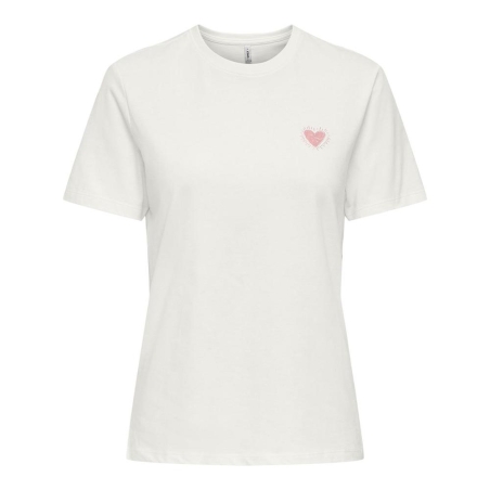T-Shirt Blanc/Rose Femme Only Heart