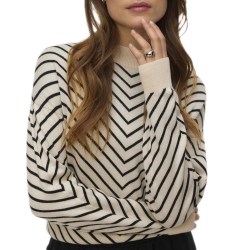Pull Beige/Noir Femme Vero Moda Capricorn