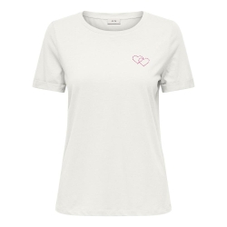 T-shirt Ecru/Rose Femme JDY Kitty