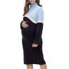 Robe Pull Bleu/Noir Femme Mamalicious Rollneck