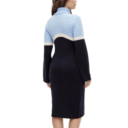Robe Pull Bleu/Noir Femme Mamalicious Rollneck
