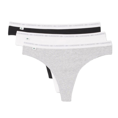 X3 Strings Gris/Noir Femme Lacoste Coton Stretch