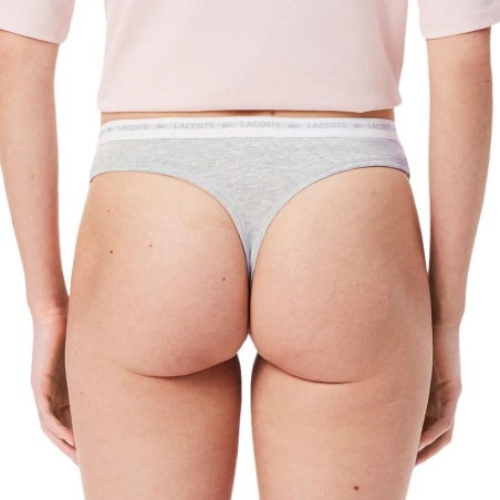 X3 Strings Gris/Noir Femme Lacoste Coton Stretch