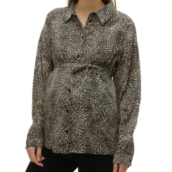 Chemise Noire/Beige Femme Mamalicious Cherry