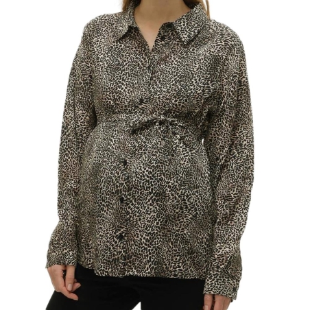 Chemise Noire/Beige Femme Mamalicious Cherry