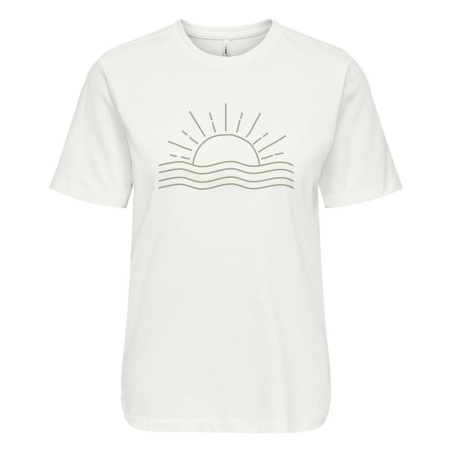 T-Shirt Blanc/Vert Femme Only Lanya
