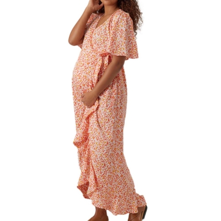 Robe Orange/Blanche Femme Vero Moda Maternity Henna