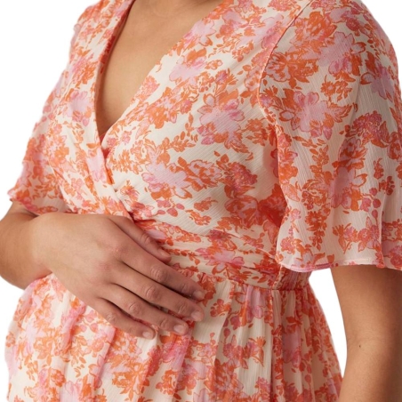 Robe Fleuries Rose/Rouge Femme Vero Moda Marternity Mia