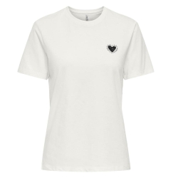 T-Shirt Blanc/Noir Femme Only Heart
