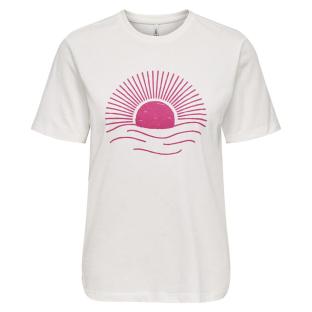 T-Shirt Blanc/Rose Femme Only Lanya