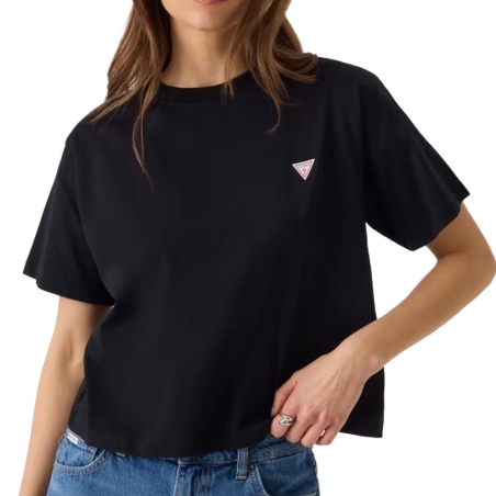 T-Shirt Noir Femme Guess Boxy