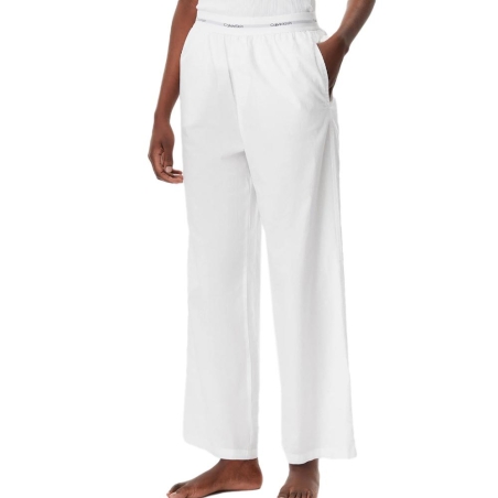 Pantalon de Nuit Blanc Femme Calvin Klein Jeans Logo Poplin