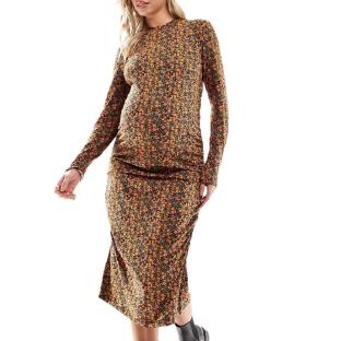 Robe Orange/Noir Femme Mamalicious Laura
