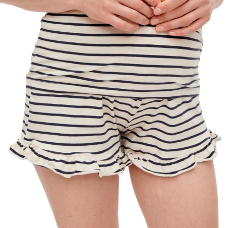 Short Beige/Marine Femme Mamalicious Nadine