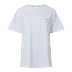 T-Shirt Blanc/Rose Femme Pieces Fasty