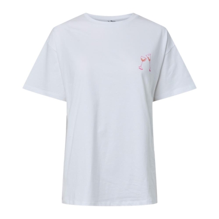 T-Shirt Blanc/Rose Femme Pieces Fasty