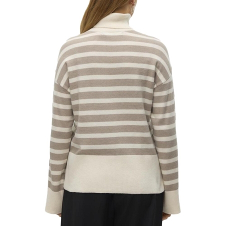 Pull Blanc/Marron Femme Vero Moda Fantastic Rollneck