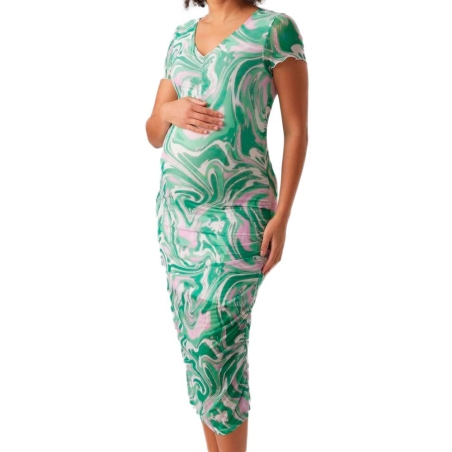 Robe Verte/Blanche Femme Mamalicious Swan